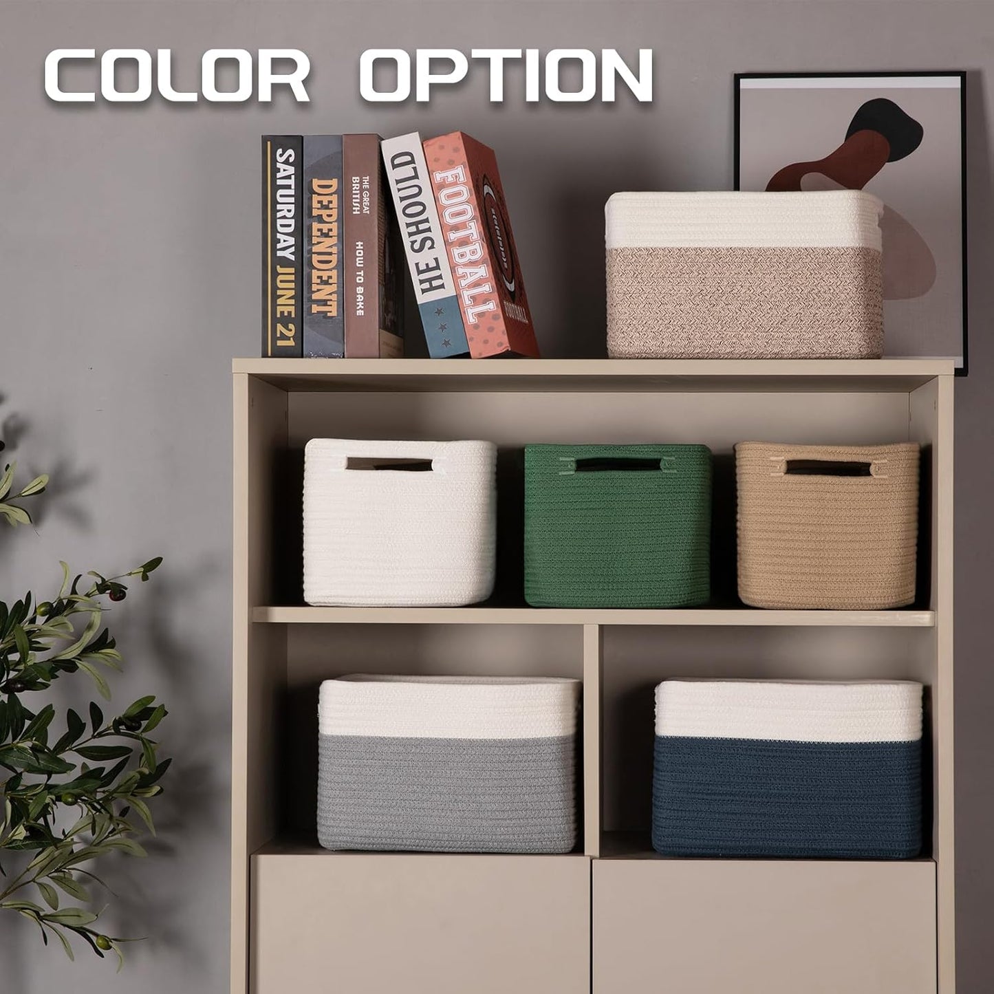 4 Pack Storage Baskets for Organizing, Woven Baskets for Shelves - Perfect for Toys, Books, Towels, and Clothes, Durable Gift Basket Bins Toy Storage, 12.7''L x9''W x7.8''H, Jute