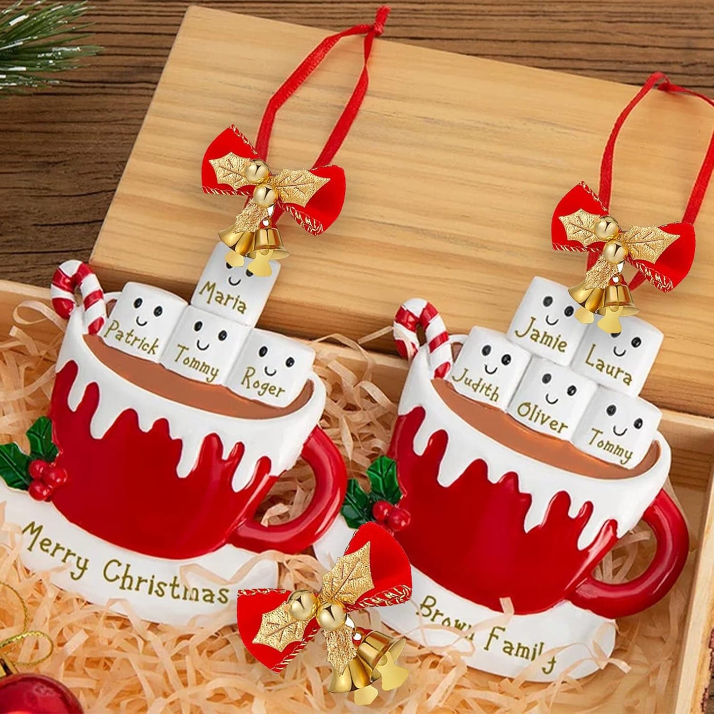 Personalized Christmas Ornament, Family Cup Custom Polyresin Ornament 2025 for Xmas Tree Decoration Holiday Family Decor