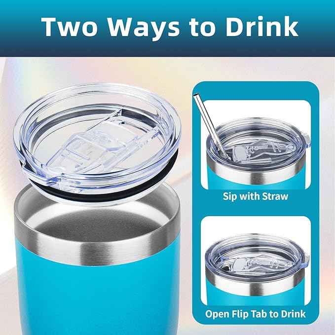 MEZMUT 20oz Coffee Tumbler with Lid and Straw Double Wall Vacuum Insulated Cup Stainless Steel Travel Mugs Insulated for Hot and Cold Leakproof Powder Coated Tumbler for Indoor and Outdoor