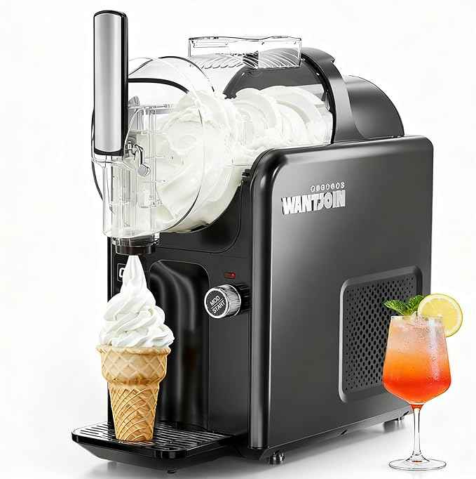 WantJoin 2-in-1 Slushie Machine – 72 oz Black Frozen Drink Machines with 6 Preset Modes, No Ice Needed, Quiet and Simple Knob Operation, Frozen Drink Maker for Ice Cream, Margarita & Slushy