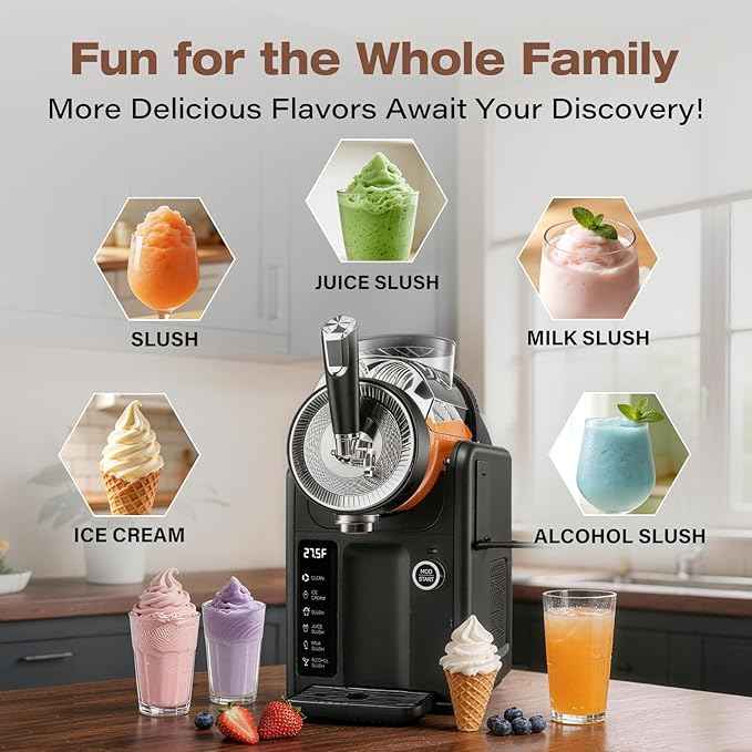 SYINTAO Slushie Machine No Ice Needed, 2-in-1 Frozen Drink & Soft Serve Ice Cream Maker, 75oz Self-Chilling Slushy Maker with 5 Presets, LED Display & Auto Clean for Home & Party (Black)