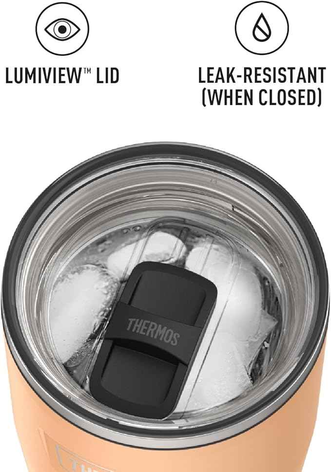 THERMOS ICON SERIES, Stainless Steel Tumbler with Slide Lock, 24 Ounce, Melon