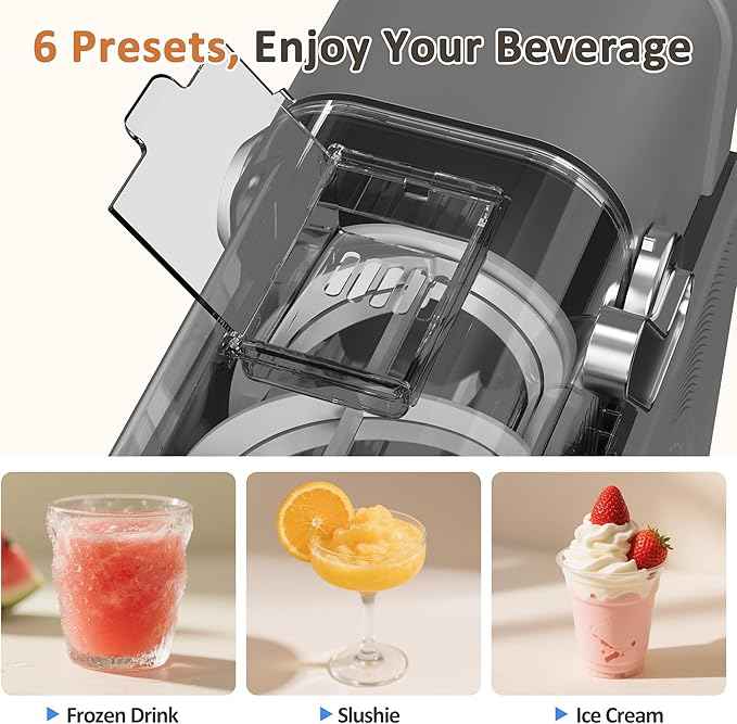 Slushie Machine, Slushy for Home No Ice Need, Soft Serve Ice Cream Maker & Margarita Machine, Auto-Cleaning, 6 Presets for Milkshakes, Frappés, Frozen Drink and More. (black)