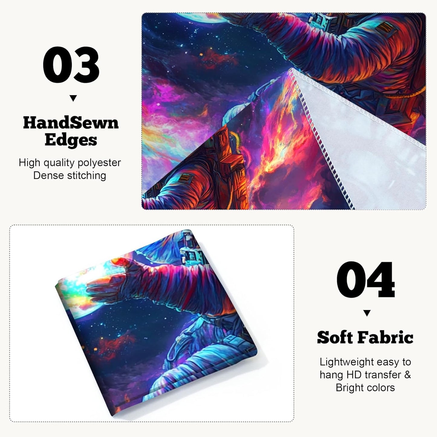 BVBOX Astronaut Space Blacklight Tapestry 79"x59", UV Reactive Floating Astronaut Iridescent Cloud Universe Galaxy Planet Glow in Dark Tapestries, Black Light Neon Upright Poster Wall Hanging Backdrop Decor for Bedroom Living Room