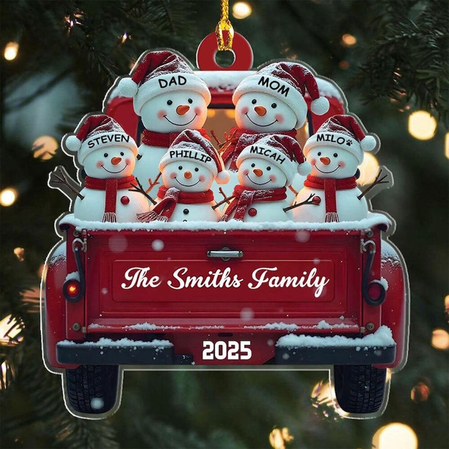 Personalized Christmas Ornaments 2025 Family of 2/3/4/5/6/7/8/9/10 Custom Snowman Ornament with Names and Year, for Family of 2/3/4/5/6/7/8/9/10 Members, Custom Ornament Xmas Gift Idea