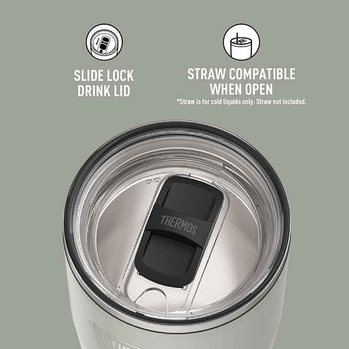 THERMOS ICON SERIES, Stainless Steel Tumbler with Slide Lock, 24 Ounce, River Rock