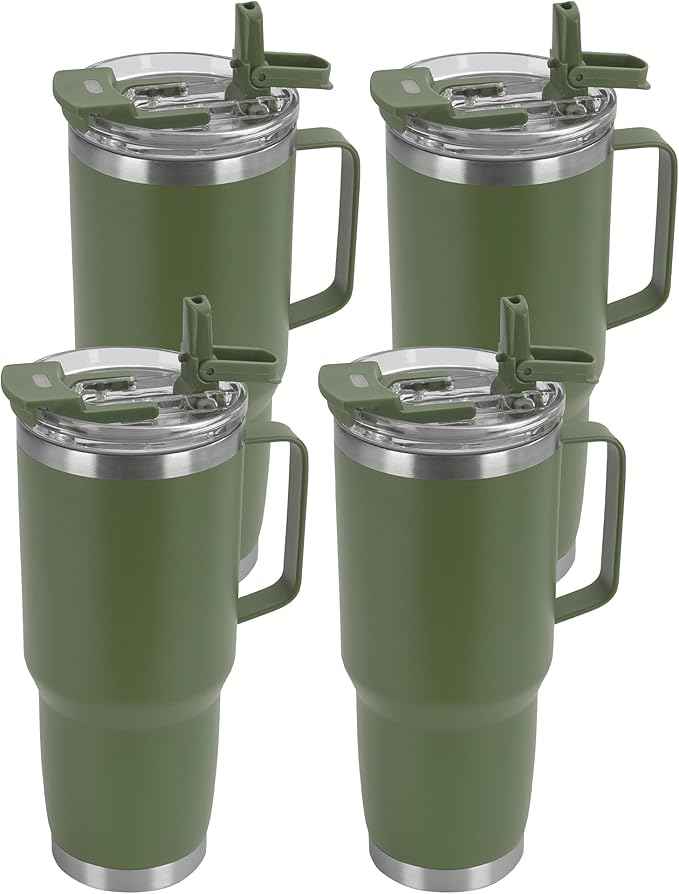 HASLE OUTFITTERS 30oz Tumbler Bulk with Handle, Insulated Travel Coffee Mug Set with Handle Leak-Proof Double Wall Stainless Steel Vacuum Tumblers Pack Metal Cup for Hot and Cold Drink