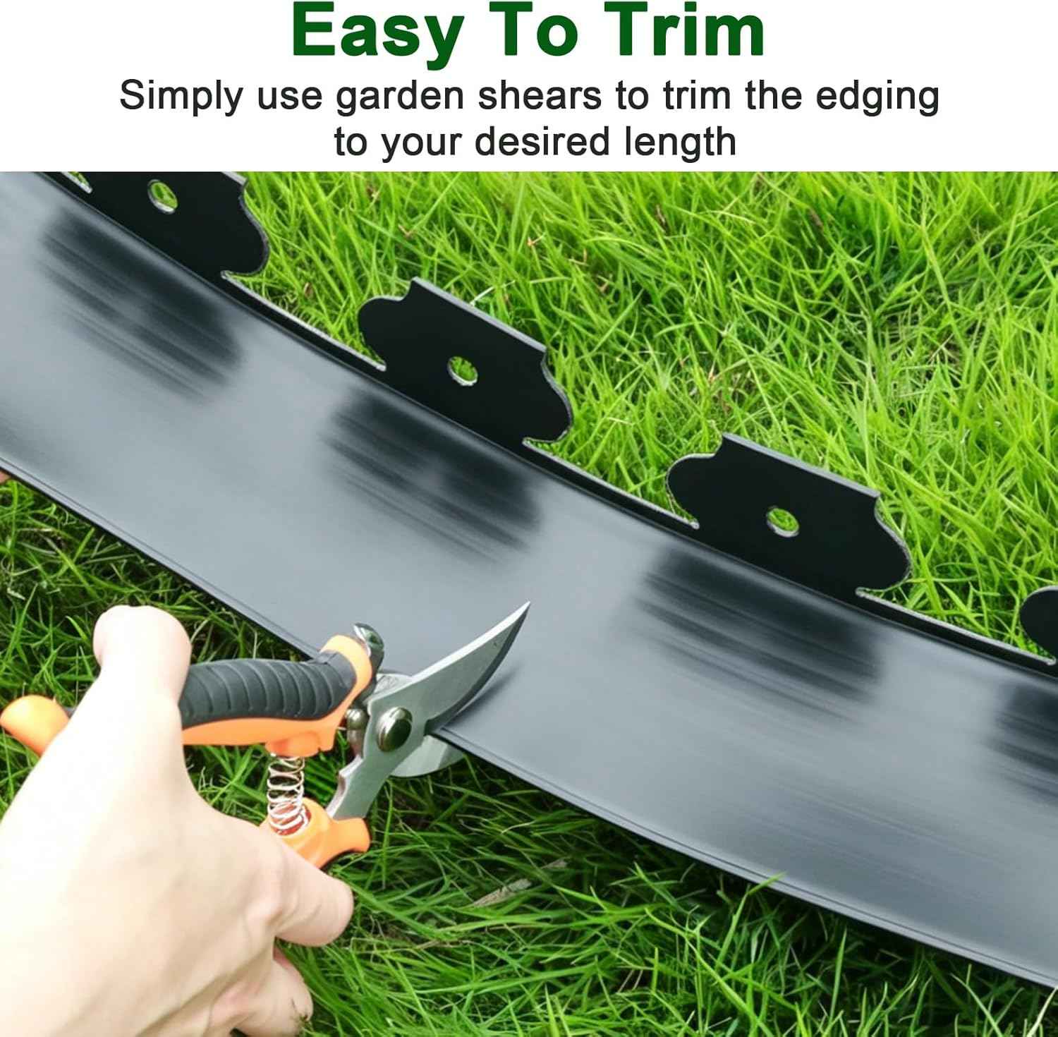 Landscape Edging Kit, 4 Inch Tall 33Ft No Dig Garden Edging Border with 50 Pcs Reinforced Spikes, Plastic Garden Barrier for Landscaping, Lawn, Yard, Flower Bed, Paver, Pathway, Grass, Black