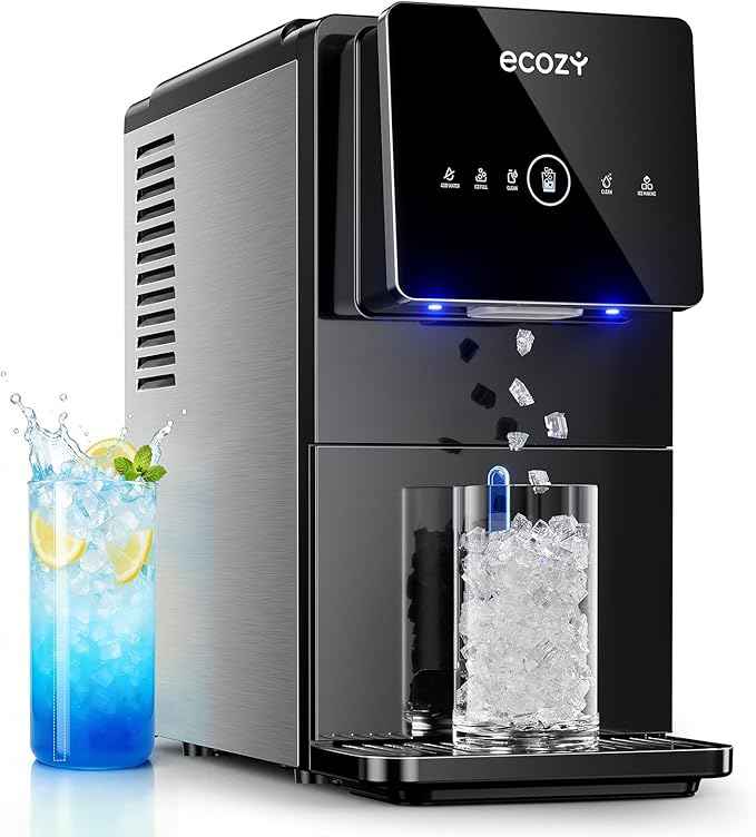 ecozy Nugget Ice Makers Dispenser 40 lbs Per Day Pebble Sonic Ice Machine Countertop, Touch-Free Ice, Self-Cleaning, Mistalo Drop Slim for Home Kitchen Office