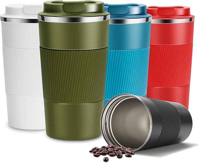 YINJAM 17oz Travel Coffee Mug Insulated Coffee Cups to Go with Leakproof Lid Vacuum Stainless Steel Double Walled Thermal Car Coffee Tumbler for Hot Cold Ice Tea Drinks Reusable (Green, 17oz)