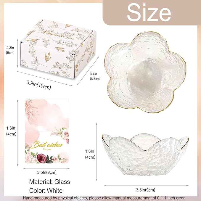 White Flower Jewelry Dish Glass Ring Dish Jewelry Tray Cute Vanity Organizer Room Decor Aesthetic Nightstand Bathroom Decor Trinket Dish Ring Holder Jewellery Tray Valentine's Birthday Gifts for Women