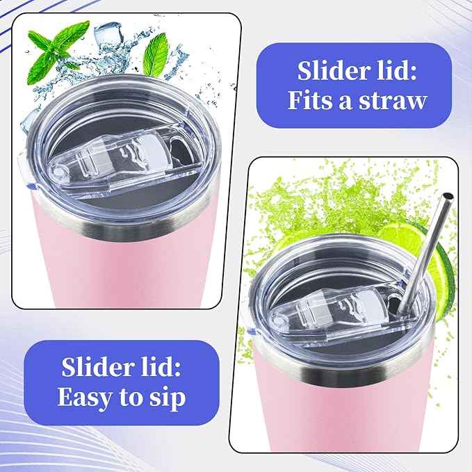 40 oz Tumbler with Lids and Straws Double Wall Vacuum Insulated Tumbler Cup,Stainless Steel Leak-proof Thermal Tumbler Powder Coated Travel Coffee Mug for Cold and Hot Drinks,Pink White