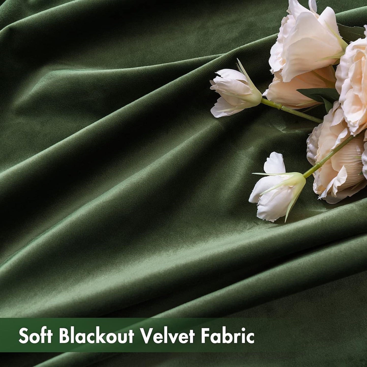 MIULEE Olive Green Velvet Curtains Thermal Insulated Blackout Curtain Drapes for Bedroom Living Room Darkening 72 Inches Long Curtains Panels Rod Pocket Set of 2