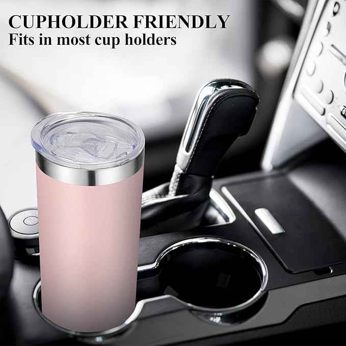 VEGOND Stainless Steel Tumblers Bulk 12 Pack, 20 oz Vacuum Insulated Skinny Tumblers with Lid and Straw, Double Wall Coffee Mug, Travel Water Cup, Light Pink