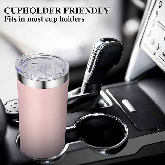 VEGOND Stainless Steel Tumblers Bulk 6 Pack, 20 oz Vacuum Insulated Skinny Tumblers with Lid and Straw, Double Wall Coffee Mug, Travel Water Cup, Light Pink