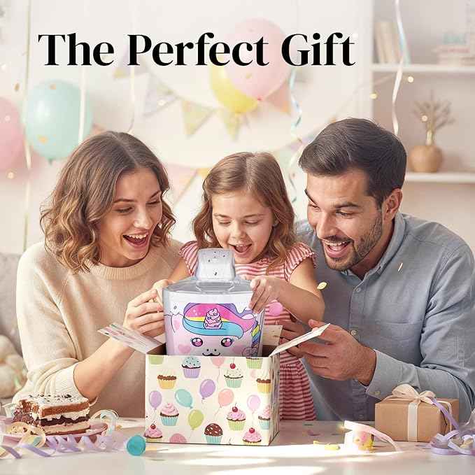 Cooler Concepts 1.2 Qt Unicorn Electric Ice Cream Maker for Kids - Best Countertop Ice Cream Machine for Homemade Soft Serve, Sorbet, Gelato, Frozen Yogurt - Fun Desserts for Families, Easy to Clean