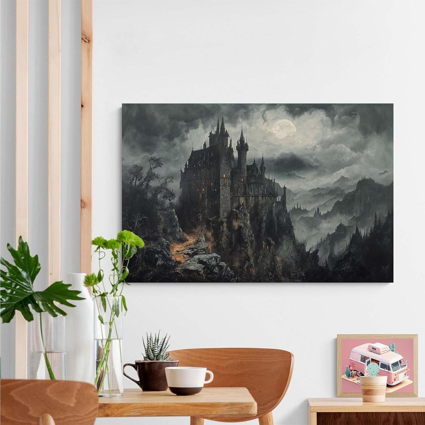 JFHCQJPK Vintage Castle Poster Dark Academy Victorian Gothic Castle Wall Art Poster Moody Mystical Art Print Suitable for Home Living Room Bedroom12x16in Frameless