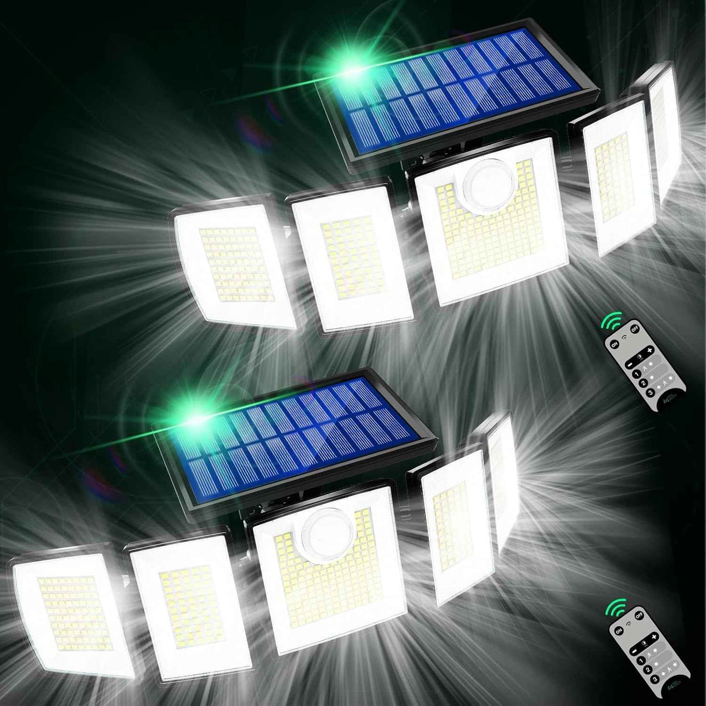MDCMDCM Solar Motion Sensor Outdoor Lights Waterproof -Solar Lights Outdoor Waterproof Motion Sensor - 416 LEDs 3000 Lumens Super Bright