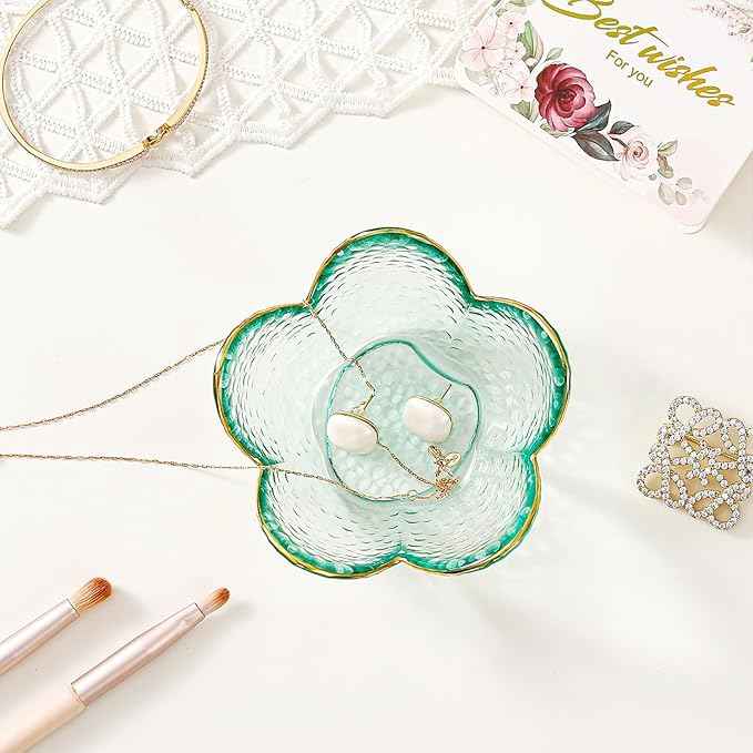 Binoster Friendship Gifts For Women Jewelry Dish Glass Ring Dish Jewelry Tray Cute Vanity Organizer Room Decor Jewellery Tray Trinket Dish Cute Bedroom Decor Christmas House Warming Gifts for women