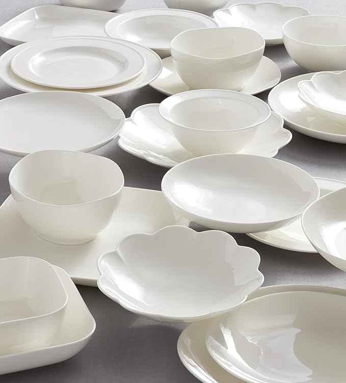 Lenox Dinnerware Set, Studio 1414 Square 16-Piece Set, Service For 4, Bone China Material, Dishwasher & Microwave Safe, Home And Kitchen, Kitchen And Dining, Plates And Bowls Sets (White, 16 Pieces)