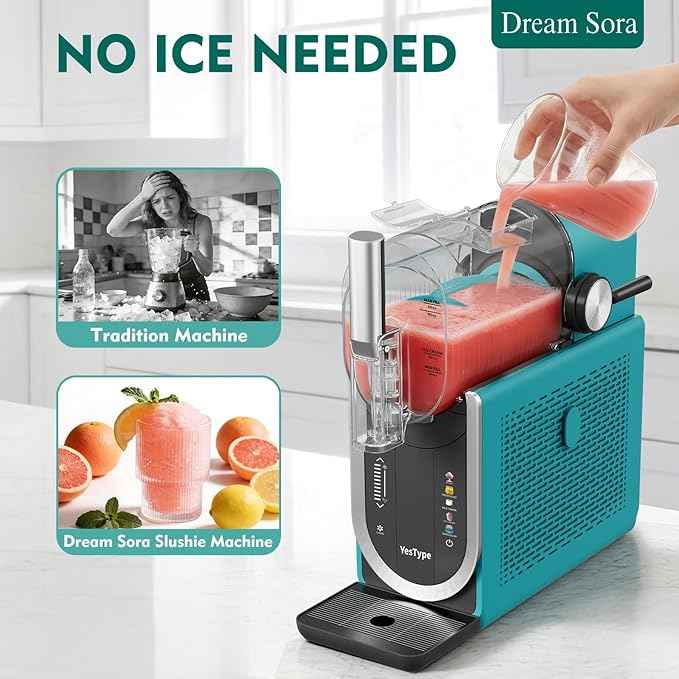 Slushie Machine for Home, No Ice Needed Margarita Machine & Slushy Machine, 5 Preset, Rapid Freezing, Self-Cleaning, 66oz Slushie Maker for Frappes, Spiked Slush, Ice Cream, Dark Green