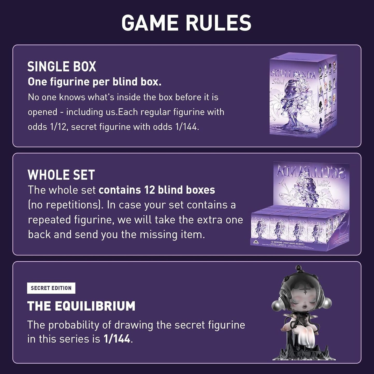 POP MART SKULLPANDA The Sound Series Figures, 12PCs SKULLPANDA Blind Box Figures, Random Design Action Figures Collectible Toys Home Decorations, Holiday Birthday Gifts, Whole Set