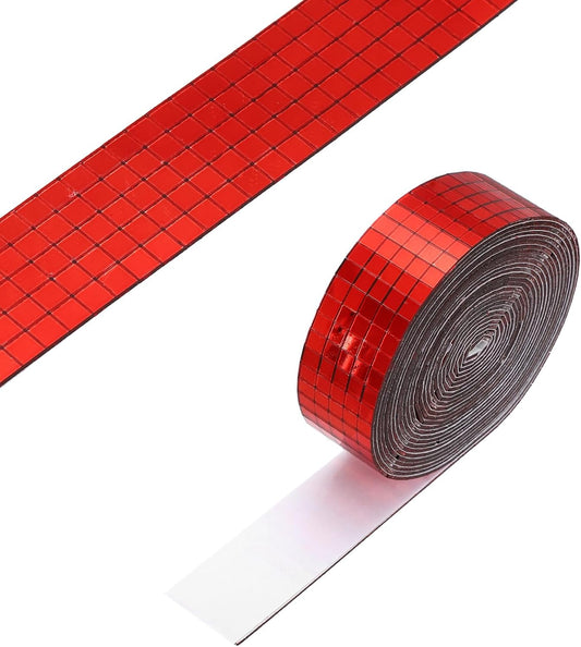 PATIKIL 5x5mm Self Adhesive Mirrors Mosaic Tiles, 3600 Pcs Square Mini Glass Mosaic Disco Tile Sticker for DIY Craft Disco Ball Party Decoration, Red