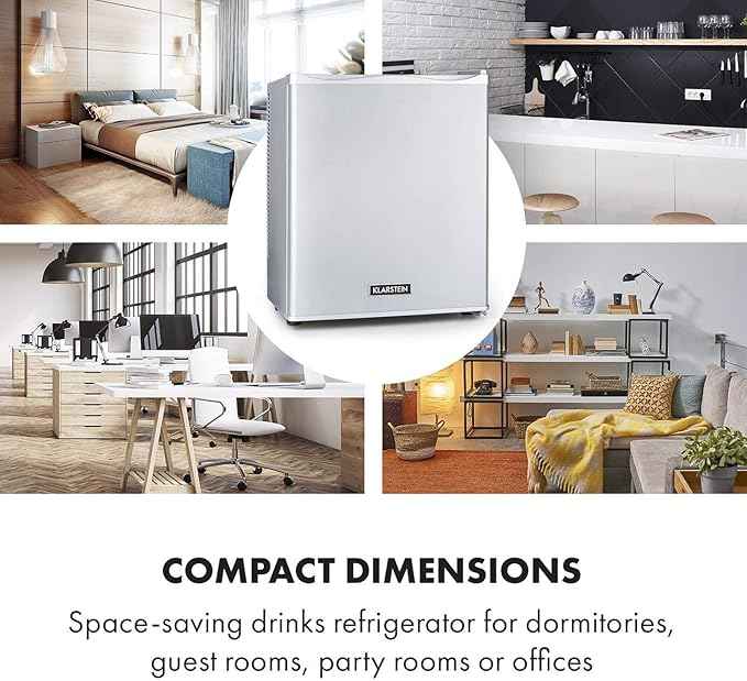 Klarstein Happy Hour – Mini bar, réfrigérateur à boissons, Compression, température de refroidissement : 5-15 °C, classe d'efficacité énergétique A, silencieux : 0 dB, lumière LED, 19 L, Argent