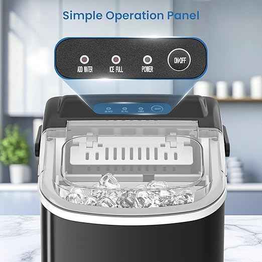 Antarctic Star Ice Makers Countertop with Auto-Cleaning, 9 Bullet Ice Cubes in 6 Mins, 26lbs/Day, Portable Ice Machine with Handle, Basket and Scoop for Home, Kitchen, Office, Party