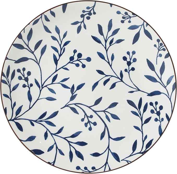 Gibson Home Palace Suite 16-Piece Dinnerware Set, Blue Floral Stoneware Plates & Bowls, Service for 4, Round Durable Everyday Dish Set