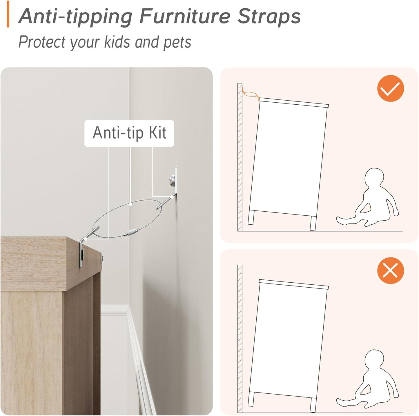 WAMPAT Baby Dresser with 3 Drawers, Kids Dressers with Wide Chest of Drawers, Mid Century Modern Wooden Closet Storage Organizer, Small Dressers for Bedroom, Nursery, Hallway, Beige, 34 inch