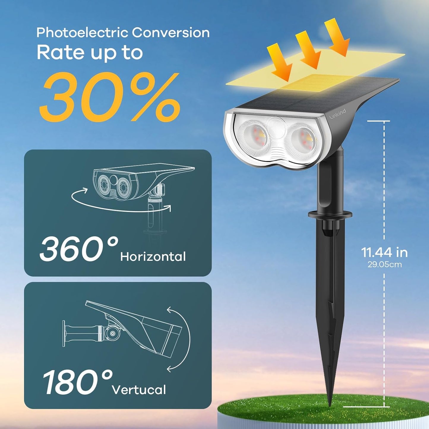 Linkind Solar Lights Outdoor Waterproof IP67, StarRay RGB Solar Spot Lights Outdoor, Color Changing Outdoor Solar Lights for Yard, Garden, Pathway, Decorations (Multicolor, 6 Pack)