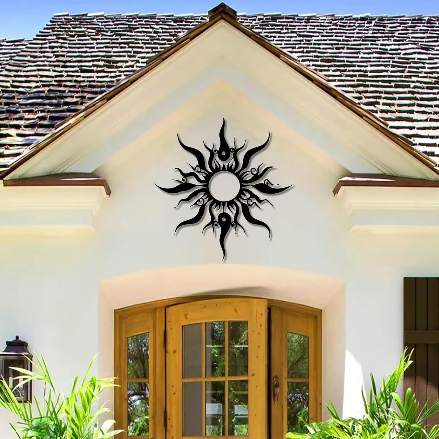 Hotuijxca Metal Wacky Sun Wall Art, Wacky Sun Metal Decor for Livingroom, Bedroom (White, 31"x30"/80x77cm, metal wall art)