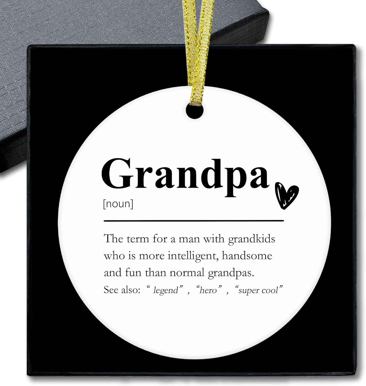 Grandpa Definition Ceramic Christmas Ornaments, Grandpa Gifts Christmas Tree Ornaments, Xmas Thanksgiving Birthday Gifts for Grandpas from Grandkids, Grandpas Decorative Hanging Ornament