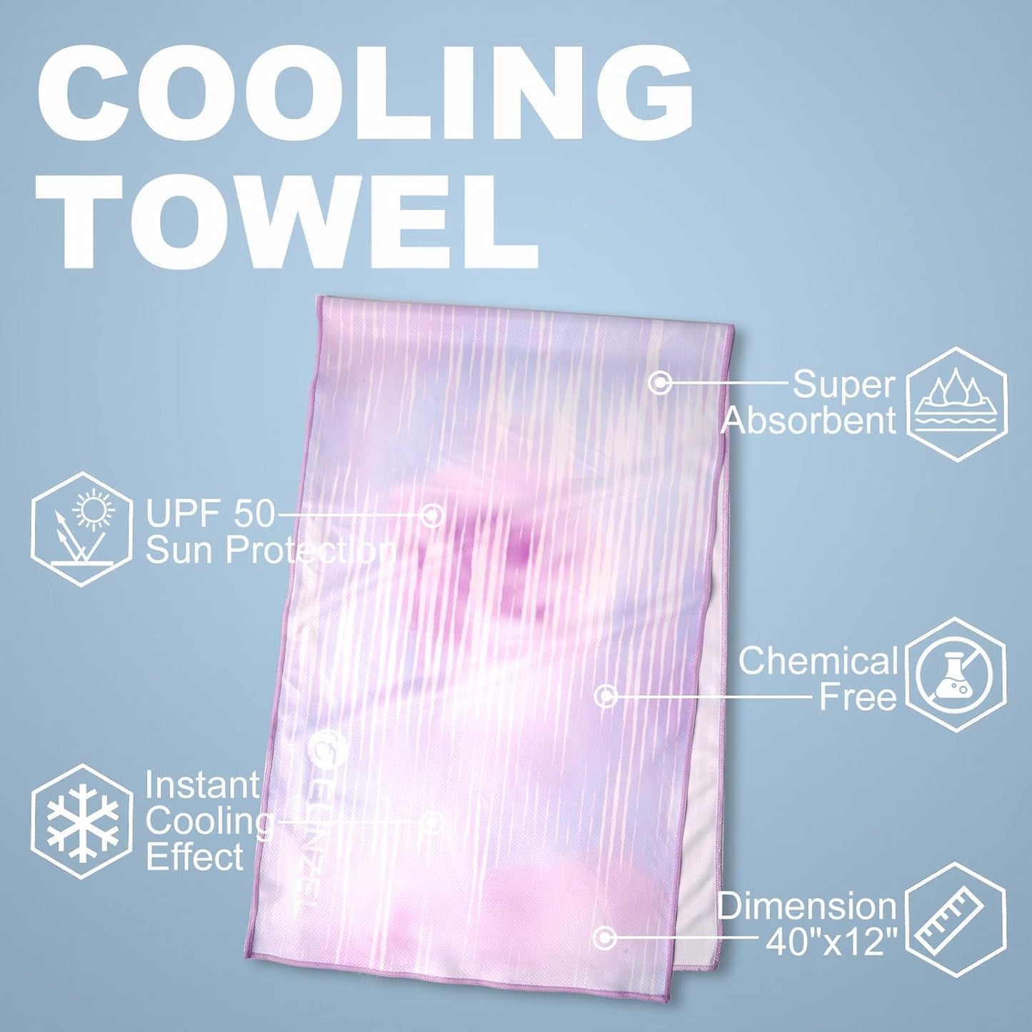 Eunzel Cooling Towel, Ice Towel for Neck, Soft Microfiber Chilly Towel Stay Cool for Sports, Yoga, Running, Gym, Workout, Biking, Camping & Outdoor Activities 40"x12"