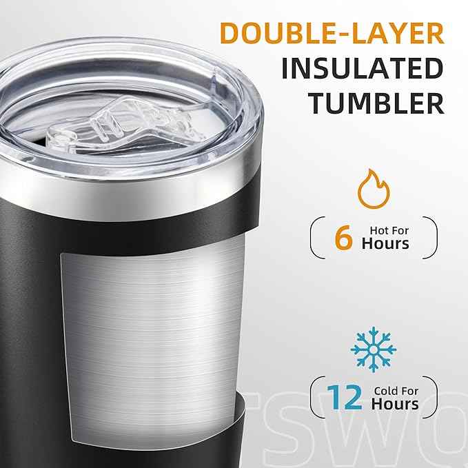 20 oz Tumbler Bulk with Lid Stainless Steel Insulated Tumblers Double Wall Vacuum Coffee Mug Powder Coated Tumbler Cups for Cold and Hot Drinks, Mix Color, 12 pack