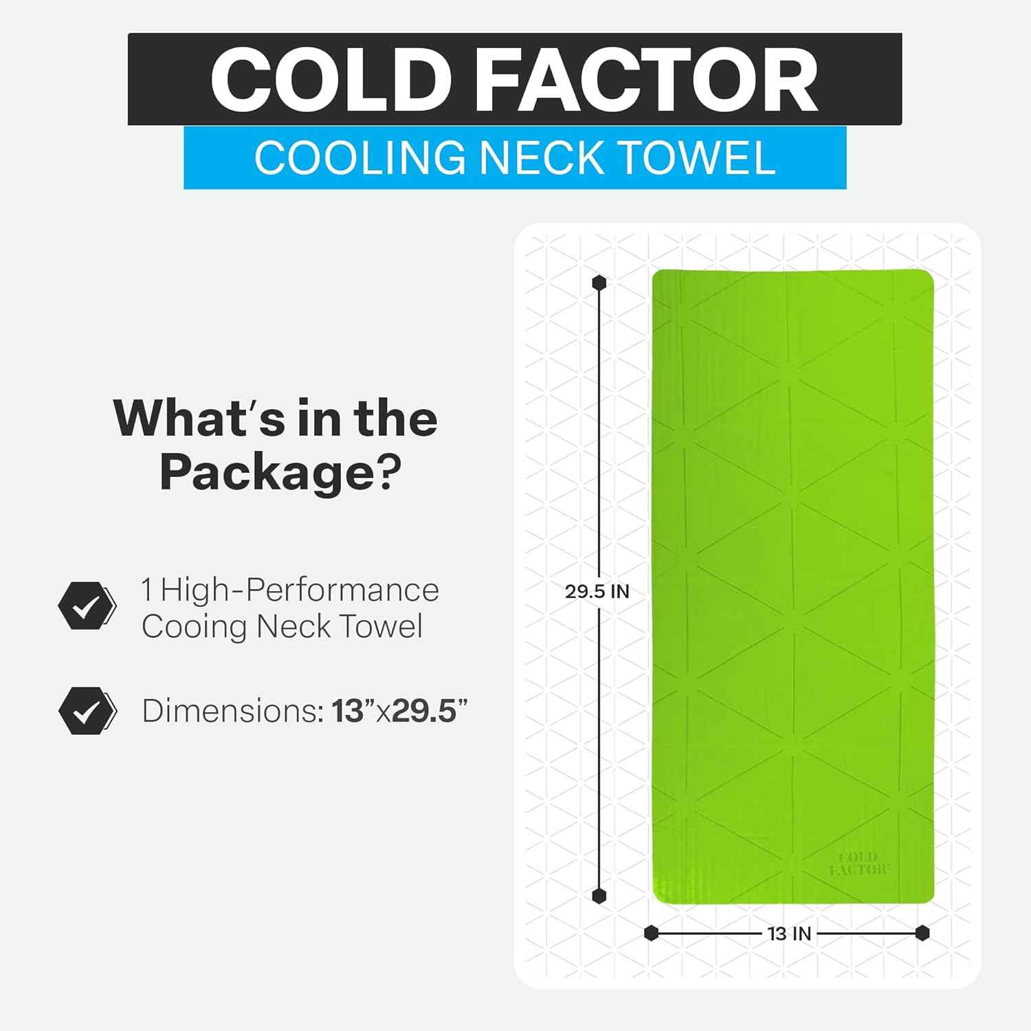 COLD FACTOR Lime Cooling Towel & Misting Water Bottle Bundle– Soft Cooling Neck Wrap w/UPF 50+ Protection, Machine Washable – Insulated 20oz Hydration & Cooling Spray for Sports, Exercise & Fitness