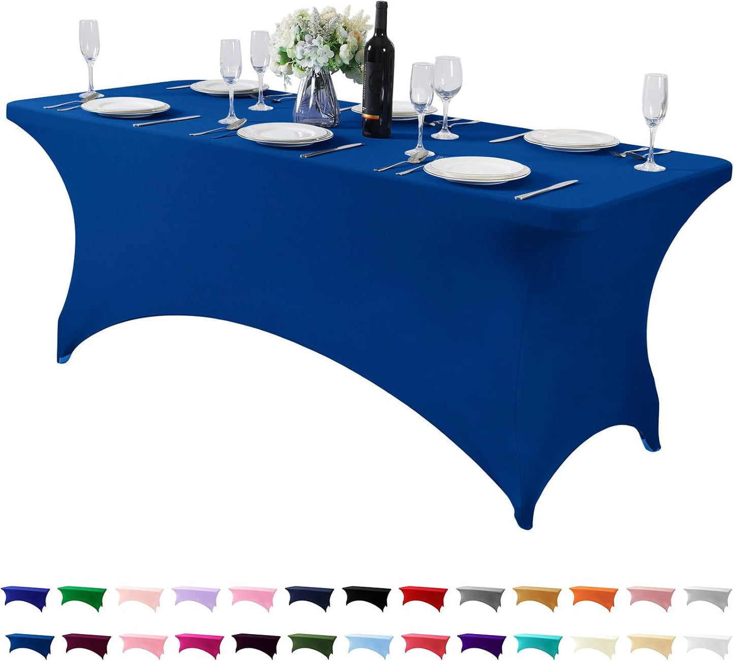 Spandex Table Cover for 6Ft or 4fT or 8ft Table Universal Fitted Stretch Tablecloth for Party, Banquet, Wedding and Events-Royal Blue