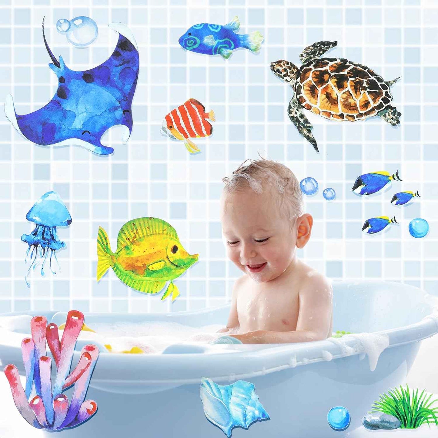 HOWAF 8 Sheets Ocean Animal Window Clings for Under The Sea Party Window Decorations, Sea Life Window Decals for Summer Party Home Decor, Under The Sea Animal Window Stickers