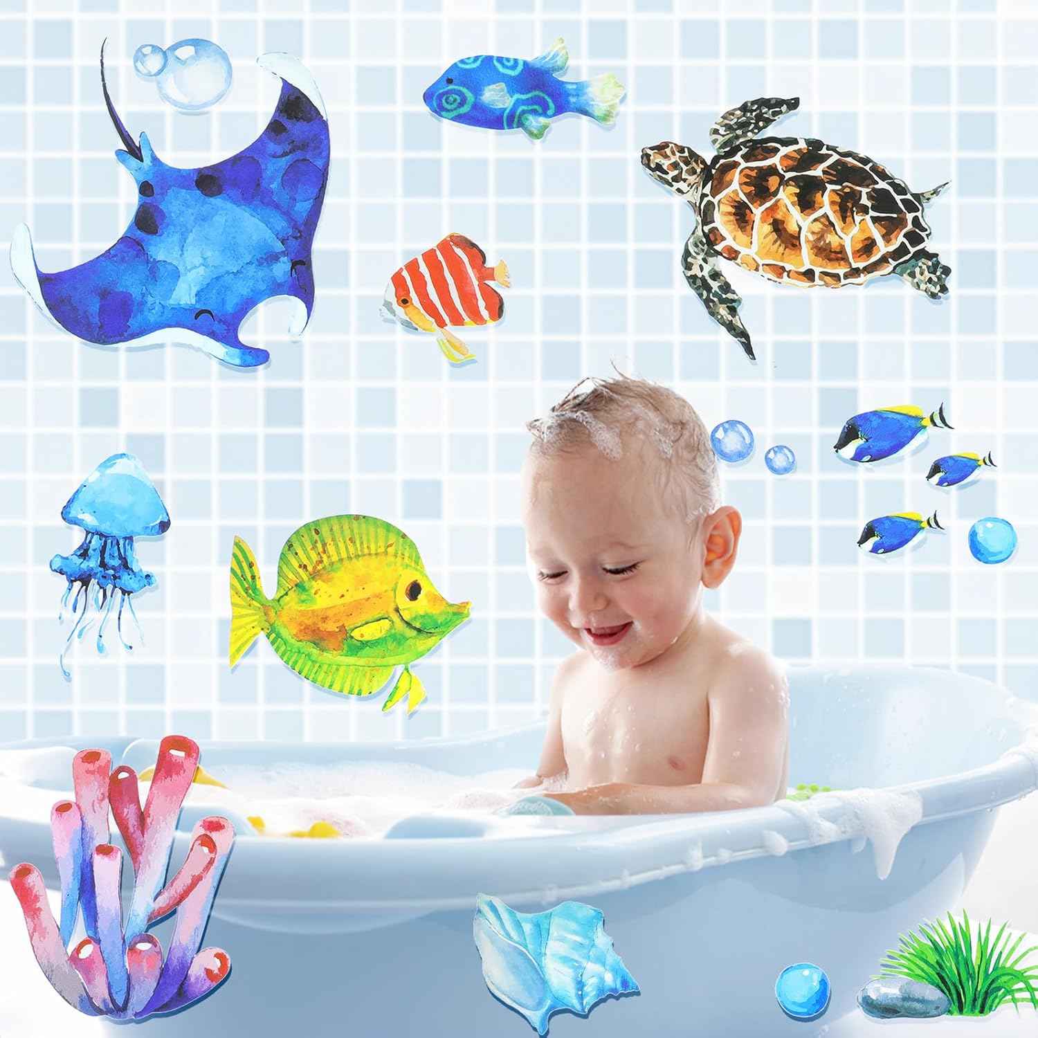 HOWAF 8 Sheets Ocean Animal Window Clings for Under The Sea Party Window Decorations, Sea Life Window Decals for Summer Party Home Decor, Under The Sea Animal Window Stickers