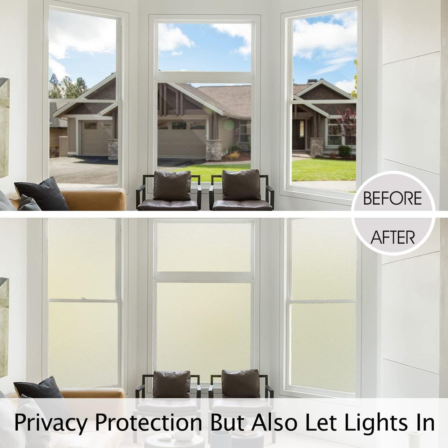 HIDBEA Frosted Window Privacy Film Heat Control UV Blocking, Static Cling Non-Adhesive Reusable Door coverings for Bathroom Home Office (Frosted 17.7 Inch x 8.2 Feet)