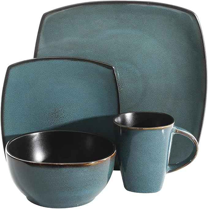 Gibson Elite Soho Lounge 16 Piece Dinnerware Set, Teal