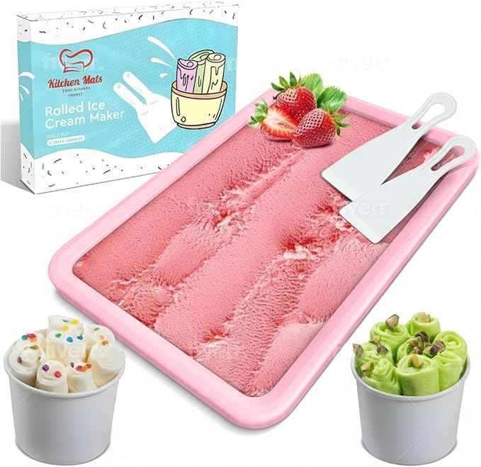 Extra Large Rolled Ice Cream Maker (14"x10") - Make Instant IceCream w/the Family - Manual Roll Your Own IceCream - Roll Ice Cream Tray (Light Pink)