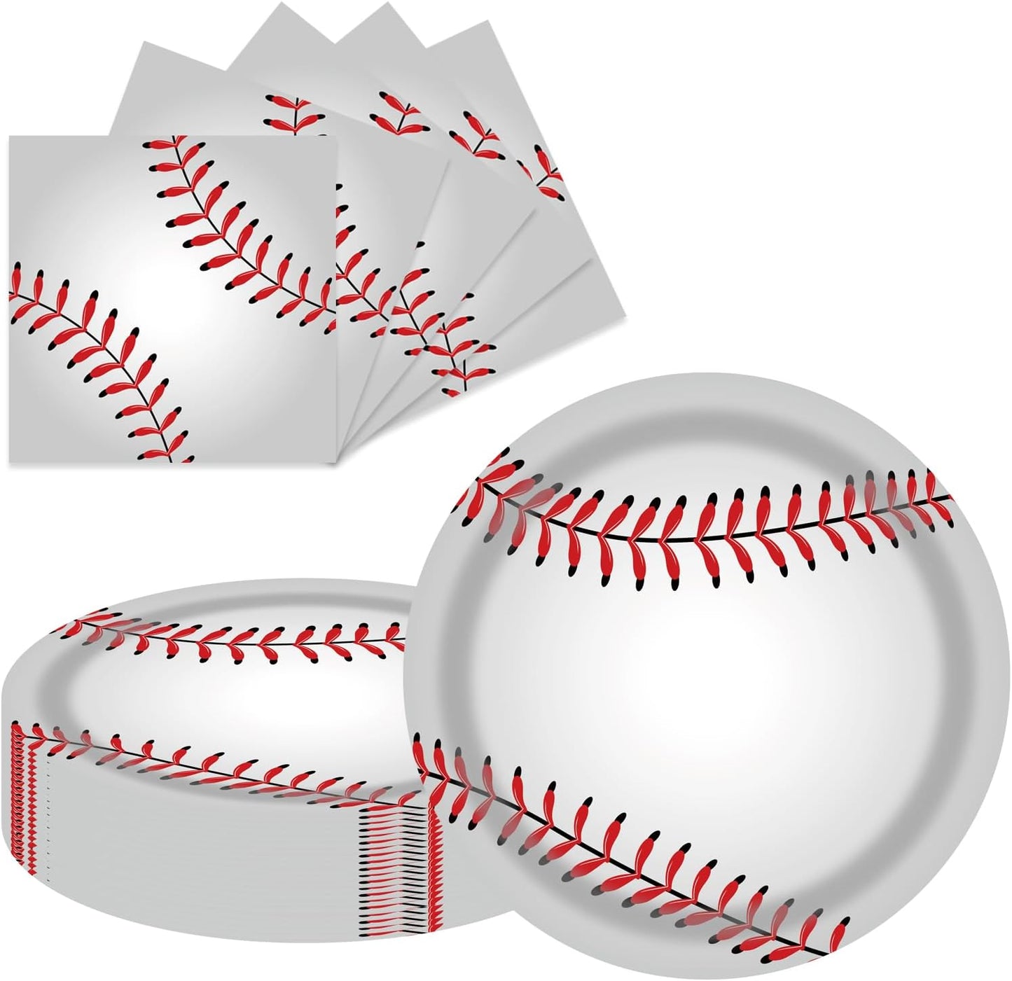 40 Pcs Baseball Party Dessert Plates and Napkins Sets 9" Paper Plates and 6.5" Napkins Party Supplies Tableware Decoration For Birthday Picnic
