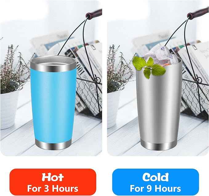 VEGOND 20oz Tumbler with Lid and Straw Stainless Steel Tumbler Cup Vacuum Insulated Double Wall Travel Coffee Mug Powder Coated Coffee Cup, Stainless, 1 Pack