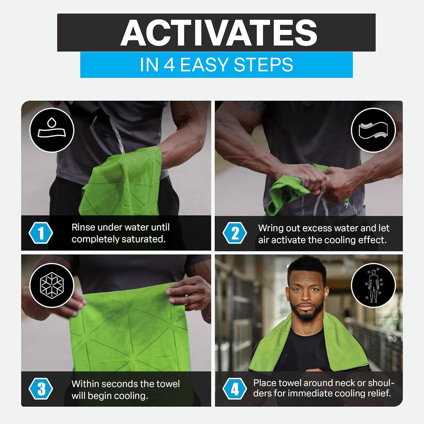 COLD FACTOR Lime Cooling Towel & Misting Water Bottle Bundle– Soft Cooling Neck Wrap w/UPF 50+ Protection, Machine Washable – Insulated 20oz Hydration & Cooling Spray for Sports, Exercise & Fitness
