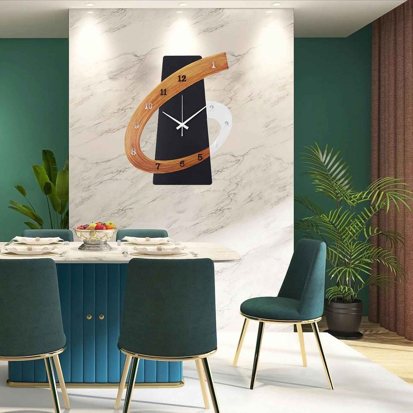 Modern Large Decorative Wall Clock，20 inch Black Silent Non-Ticking Nordic Metal Wall Clocks for Living Room Home Kitchen Bedroom Cafes Office Staircase，Arabic Numerals Quartz Clock((40x50cm)