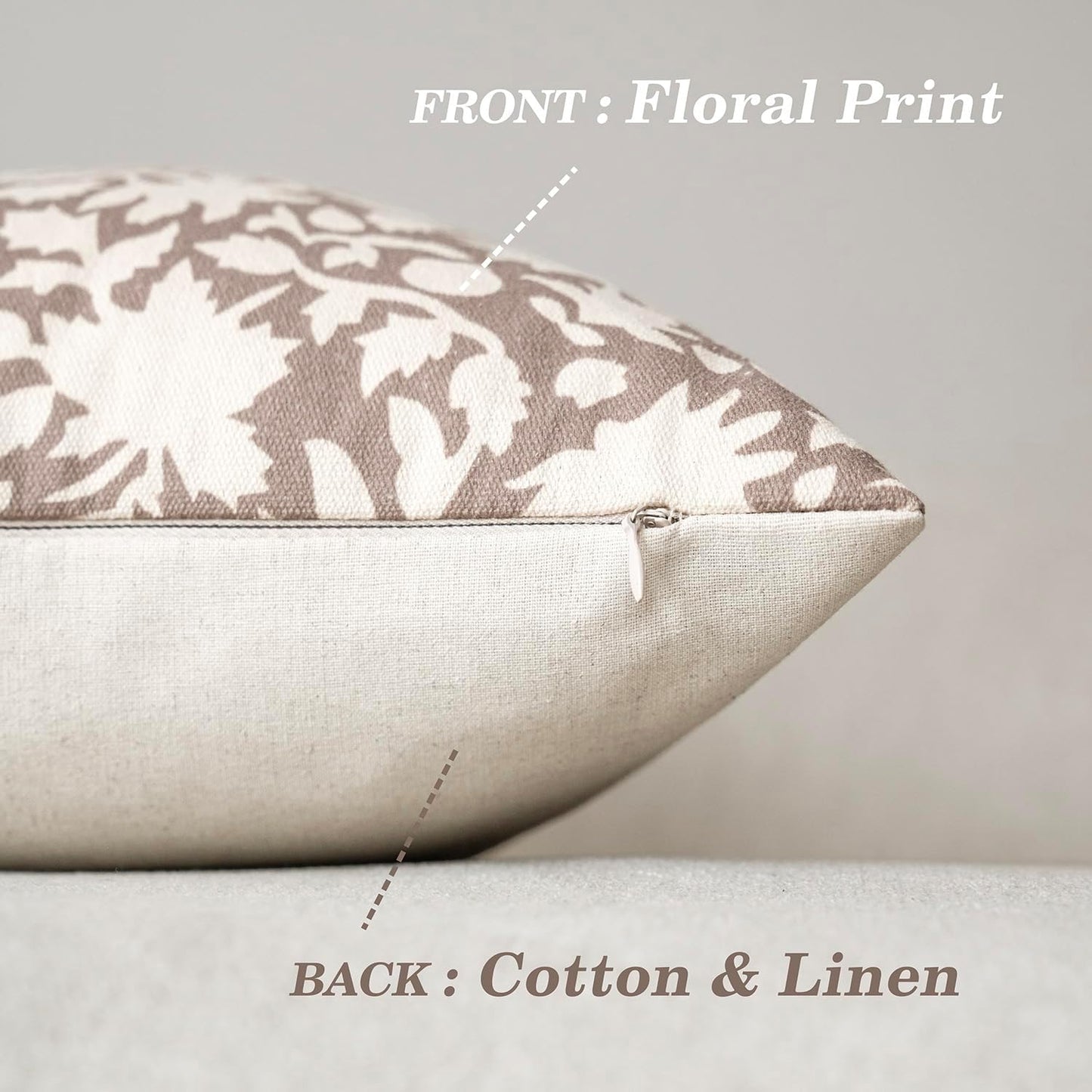 Foindtower Set of 2 Decorative Neutral Floral Lumbar Throw Pillow Covers Accent Farmhouse Cushion Covers Boho Vintage Pillowcase for Couch Sofa Bedroom Living Room Home Decor Outdoor,12×20 Inch,Tan