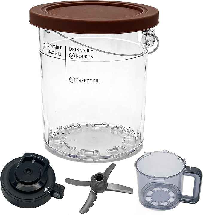 Replacement Creami Deluxe Pints,outer cups,Paddle with lid,Compatible with Ninja Creami NC500 NC501 NC501H NC501HBL CN501CO Series Ice Cream Makers Machine Accessories