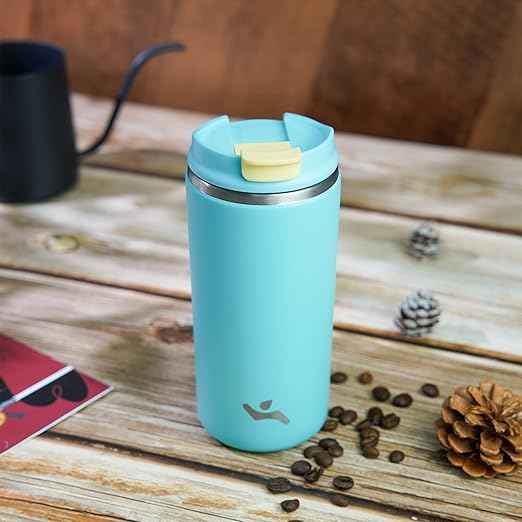 Konokyo Tumbler with Lid, 12 oz Travel Coffee Mug Double Wall Vacuum Stainless Steel Thermal Metal Cup Insulated Water Bottle,Ice Blue